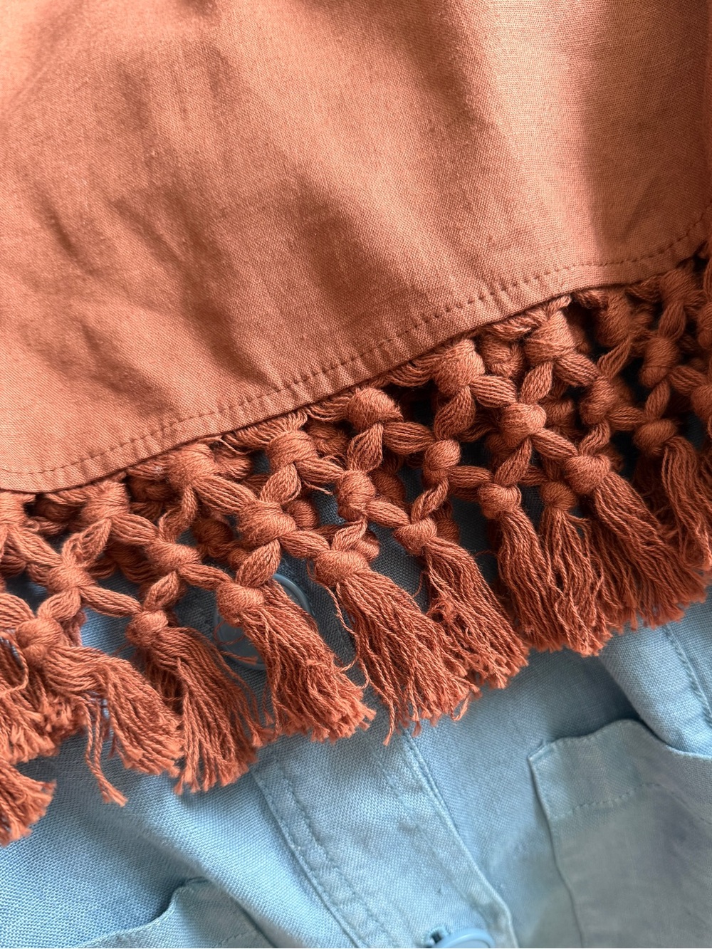 Revolve Tularosa MEDIUM Lexi linen blend fringe hem midi dress - Chocolate Brown - Picture 6 of 7